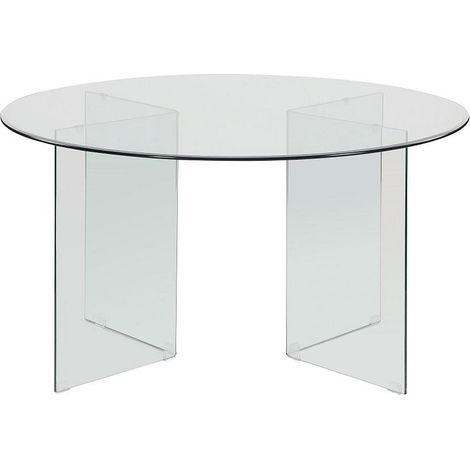 Vente-Unique – Table extensible ronde en verre trempé – 6 places – Plateau 137 cm – Design moderne pour intérieur – Charge max 80 kg