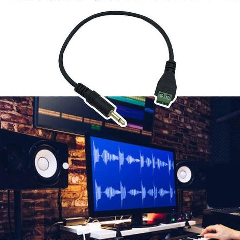 Câble audio auxiliaire TSMono mâle 3,5 mm vers borne à vis femelle 2 broches pour casque. (1/4)