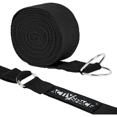 Strapazierfähiger Yogagurt 300 x 3,8 cm – schwarz