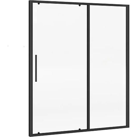 Porte de douche coulissante noir mat style industriel - 160 x 195 cm - TORONI (1/4)