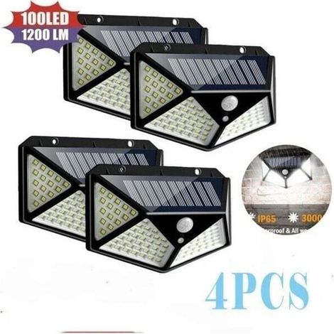 Lampe solaire 100LED IP65 étanche extérieur - 4 Pack