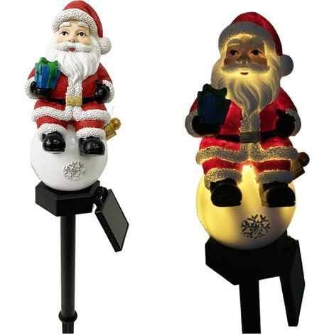 Décoration de Noël solaire LED Paysage Lumière Résine Père Noël pelouse piquet Résistant aux intempéries pour cour, allée, patio, vacances, éclairage extérieur, lumières solaires de Noël (1/5)