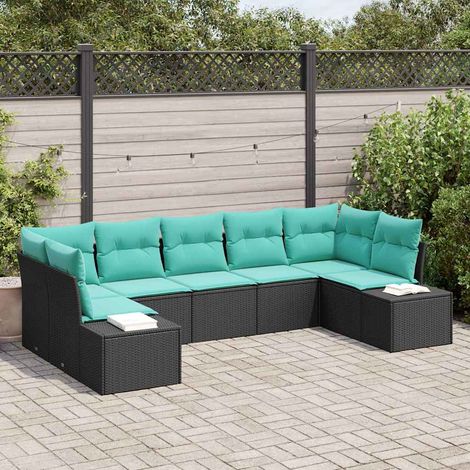 Teenpull – Gartensofa-set 7 Stk. Schwarz Poly-Rattan (1/5)