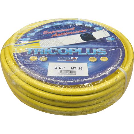 Tubo Tricoplus giallo coestruso in 6 strati antitorsione 15 mt da 1/2" 13 mm per irrigazione giardino (1/4)