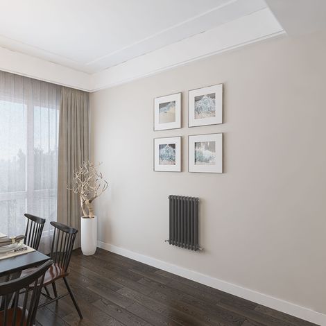AICA 600x425mm 2 Column Horizontal Anthracite Radiator Central Heating Cast Iron Style (1/4)