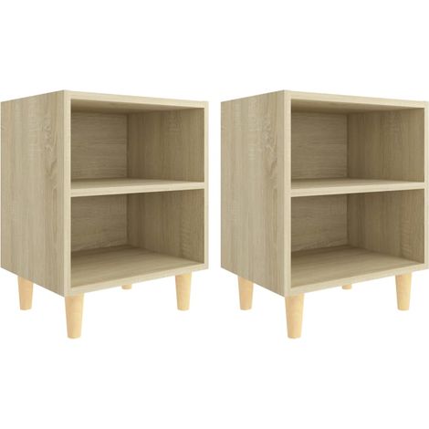 MAISON LA VIE Lot de 2 Tables de chevet Table de nuit - pieds en bois Chêne sonoma 40x30x50 cm