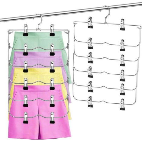 Cintres pantalons antidérapants - - Lot de 2 pièces - Antidérapant - Pliable - Acier inoxydable (1/5)