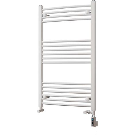 Zennor - White Dual Fuel Towel Rail H1000mm x W600mm Thermostatic WIFI - Curved (1/3)