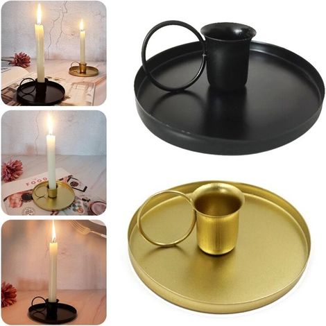 décoration de Noël Bougeoir en métal rétro créatif, bougeoir conique avec poignée, pour table, décoration de fête de ma (1/4)