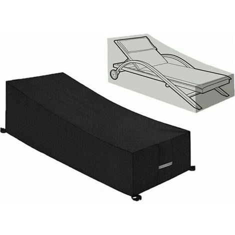Housse de protection imperméable, coupe-vent et UV en tissu Oxford 210D - conçue pour bains de soleil et transats - dimensions 210 x 75 x 40/80 cm - coloris noir. (1/3)