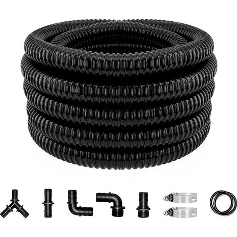 Tuyau étang 25 mm 1 5m tuyau flexible ondulé avec raccords de tuyaux de pinces tubes PVC résistants aux UV pour les étangs de jardin cascades de camping filtres Drainage marins (1/5)