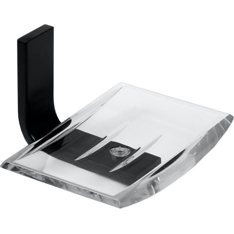 Porte-savon polycarbonate MATERIA en aluminium brillant éloxé noir - L11,5 x l13 x h7,5 cm - avec adhésif 3M - Koh-I-Noor (1/2)