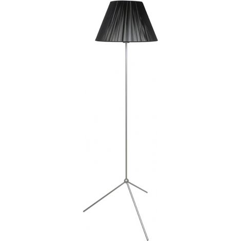 Pie de salon 1xe27 plata c/pantalla hilo negro 40x40x150 cm