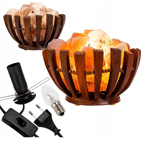 Salzkristalllampe (2-3 kg), Holzschale mit Himalaya-Salz, Luftionisator