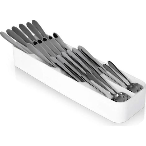 (blanc)Organisateur de Couverts Blanc - 39x11,5 cm - 5 Compartiments (1/5)