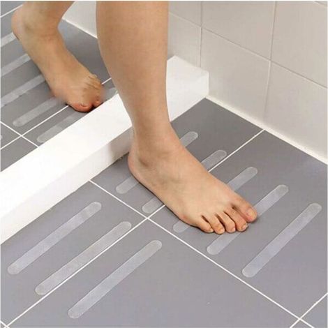 Set di 12 tappetini antiscivolo per pavimenti di bagno e doccia – Adesivi trasparenti (1/4)