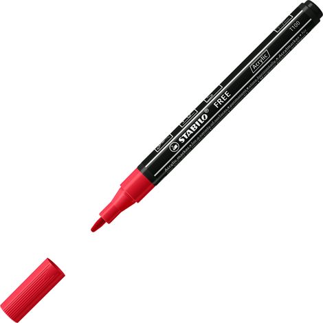 ROTUL.STABILO ACRYLIC FREE T100 CARMIN - Pack de 5 unidades