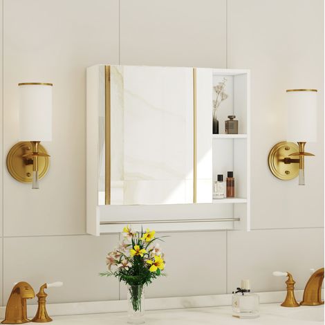 Mobile specchio da bagno sospeso bianco in MDF 56 x 13 x 55 cm MODENUIT (1/5)