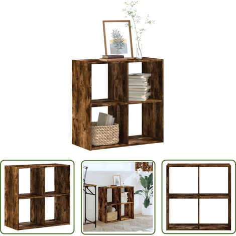 The Living Store Bücherregal Räuchereiche 68,5x32x68,5 cm Holzwerkstoff - BucheRegal - Holzmöbel - Bücherregal Braun - Raumteiler - Aufbewahrung (1/5)