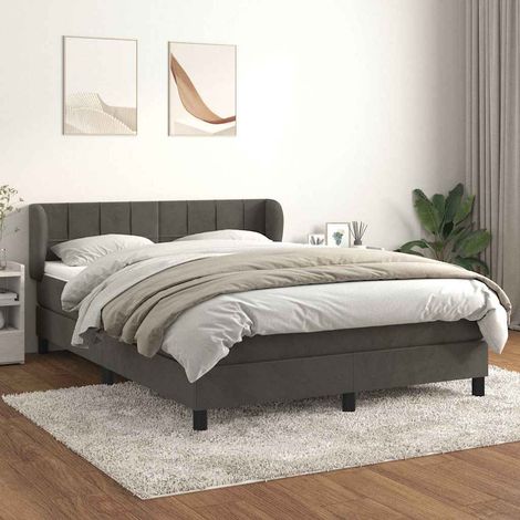 Sommier à lattes de lit et matelas Gris foncé 140x190cm Velours (1/5)
