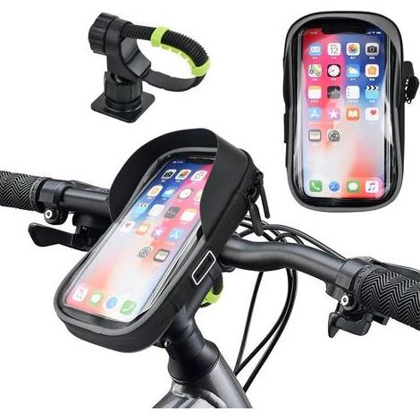 Support Téléphone Vélo Étanche, Sacoche Vélo Guidon Cadre, avec Housse de Pluie Rotation 360 Écran Tactile pour Smartphone 7 Pouces (1/5)