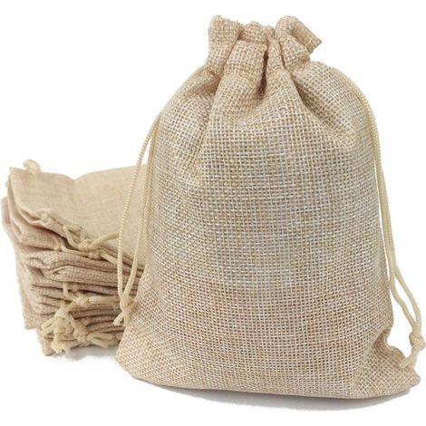 Sacchetti portaoggetti - Confezione da 20 - Con coulisse regolabile - Sacchetti in lino - Sacchetti riutilizzabili con coulisse - Sacchetti regalo - Sacchetti per lavori creativi - Sacchetti per mater (1/5)