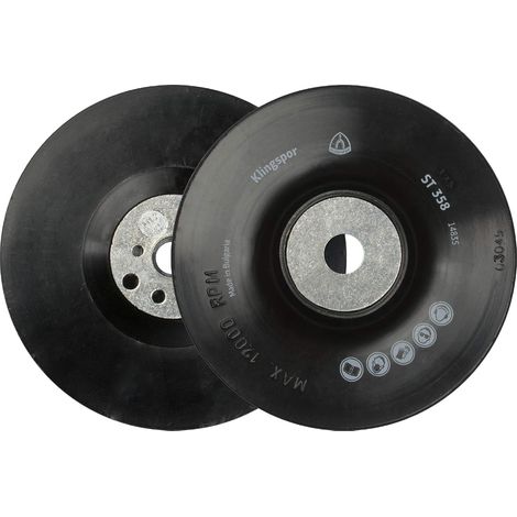 1 Plateau support pour disques fibres 125 mm M14 Noir finition surfaces (1/2)