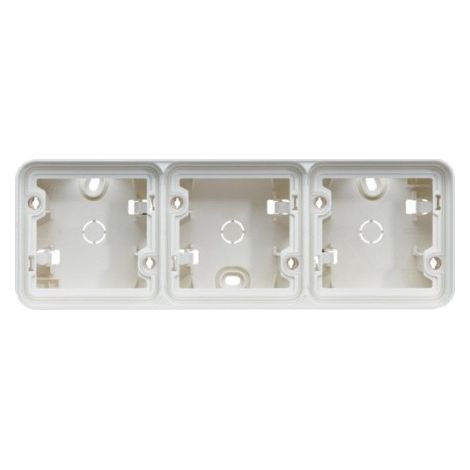 Boite triple horizontale blanche composable pour mécanisme étanche IP55 composable CUBYKO HAGER WNA683B (1/4)