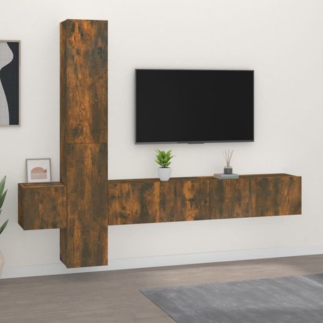Ensemble de meubles TV 5 pcs pour Salon - Armoire TV Chêne fumé Bois d'ingénierie BV591505 - BonneVie (1/5)