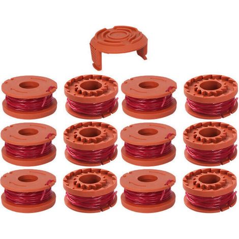 Hilo para desbrozadora de 12 piezas compatible con desbrozadoras WORX, Ø 1,65 mm y carrete de 3 m (12 hilos, 1 funda) -Crezuo
