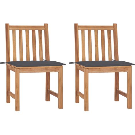 Chaises/Fauteuils de jardin 2 pcs avec coussins Bois de teck massif -TF55805 (1/5)