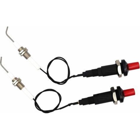 Accenditore per barbecue a gas, accenditore piezoelettrico a pulsante con cavo candela in ceramica filettato universale ed elettrodi di accensione elettronica lunghi 30 cm (1/4)