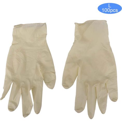Gants d'examen en latex jetables sans poudre, blancs, taille S, résistance supérieure, élasticité optimale, lot de 100 pièces (1/5)