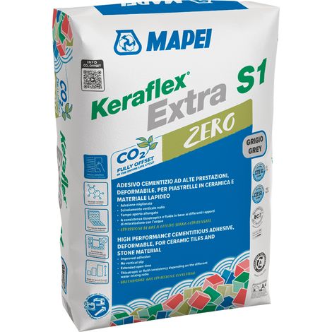 Keraflex extra s1 zero bianco kg. 25 c2tes1 collante cementizio per piastrelle