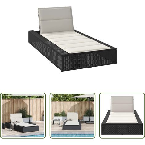 Sonnenliege - Sonnenliege mit schwebender Auflage Schwarz Poly Rattan (1/5)