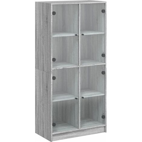 Credenza cassettiera mobile contenitore organizer cucina soggiorno salotto alto con ante sonoma 68 x 37 x 142 cm legno ingegnerizzato grigio 020032243