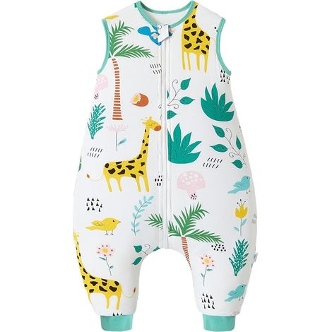 Gigoteuse bébé avec pieds - 2 tog - Gigoteuse pour toute saison - Sans manches - Avec jambes - Pour nourrisson - Motif : girafe - 80/taille du bébé 90 à 100 cm (1/5)