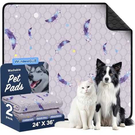 Tapis Absorbant Chien, Tapis Chien Lavable, 92x104 cm, Lot de 2, Plume (1/5)