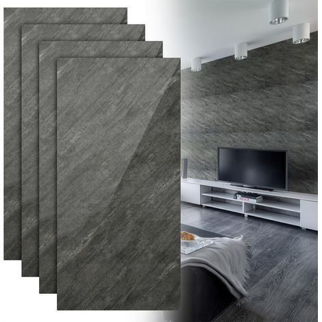 Wolketon Pannelli murali effetto pietra 120×60 cm grigio – 8 pezzi