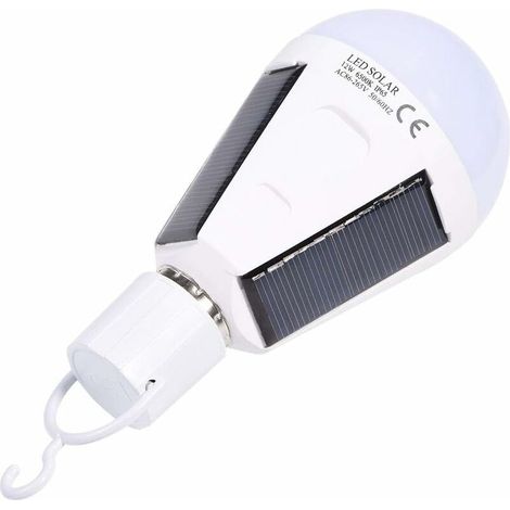 Lampe solaire 12 W, blanche, portable, culot E27, étanche, pour usage intérieur et extérieur (randonnée, camping).-AquaForge (1/5)