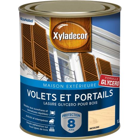 Lasure protectrice glycéro pour bois extérieur - Volets et Portails -  aspect satin incolore 1 L - Xyladecor