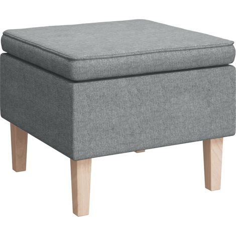 Sgabello con seduta poggiapiedi con gambe in legno e tessuto grigio chiaro DEC026299