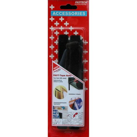 Nastro a strappo da incollare Lato morbido e lato rigido (L x L) 1000 mm x 20 mm Nero Fastech 1 M SET FAST-TAPE AUTO 20 (1/2)