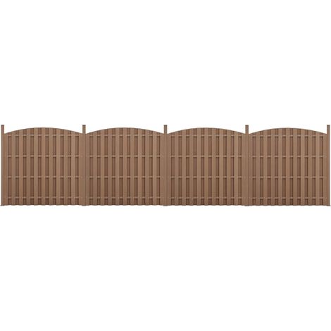 4 pezzi di recinzione barriera privacy in legno composito WPC semicerchio arrotondato 185 x 747 cm marrone 030000228