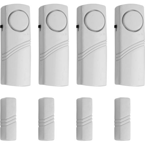 Lot de 4 alarmes magnétiques pour Porte/fenêtre, capteur de sécurité sans Fil, système d'alarme Anti-cambriolage, Puissance de 120 DB, détecteur d'avertissement d'entrée de Garage pour Remise (1/5)