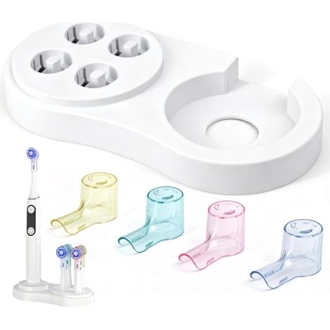 Toothbrush Head Guards and Holder Compatible with IO Series Toothbrush Heads and Holder Set Multicoloured and White Hygienic Bathroom Storage (1/5)