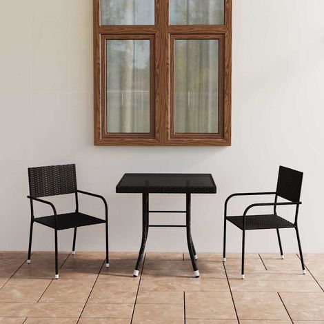 Set da Pranzo da Giardino 3 pz in Polyrattan Nero vidaXL (1/5)