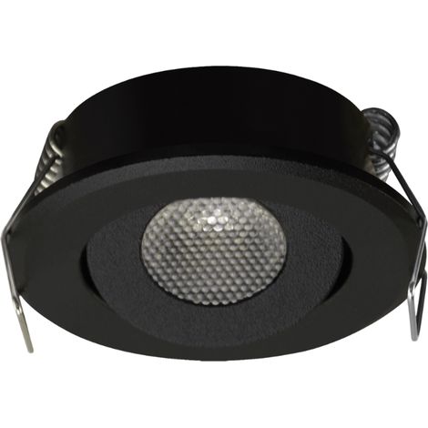 Mini spot LED encastrable 1.5W noir ø52mm – Blanc neutre 4000K – Luminosité 104 lm – Tension 220V – Éclairage intérieur