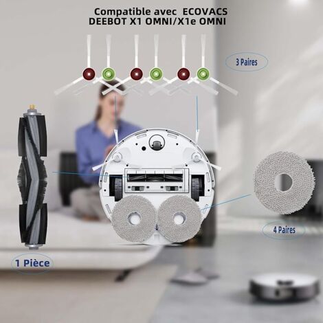 FOREHILL 23-teiliges Ersatzteilset für Ecovacs Deebot X1 Omni Staubsauger, X1e Omni Ersatzteile, 1 Hauptbürste, 6 Seitenbürsten (1/4)