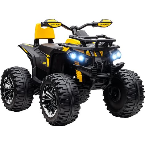 HOMCOM 12V Quad Bike ATV with LED Lights, Music, for Boys Girls Yellow